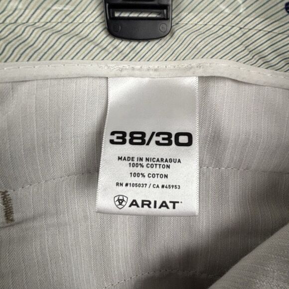 Ariat Performance Khaki Pants Mens 38x30 Beige Tan Straight Zip Pocket - Picture 7 of 13